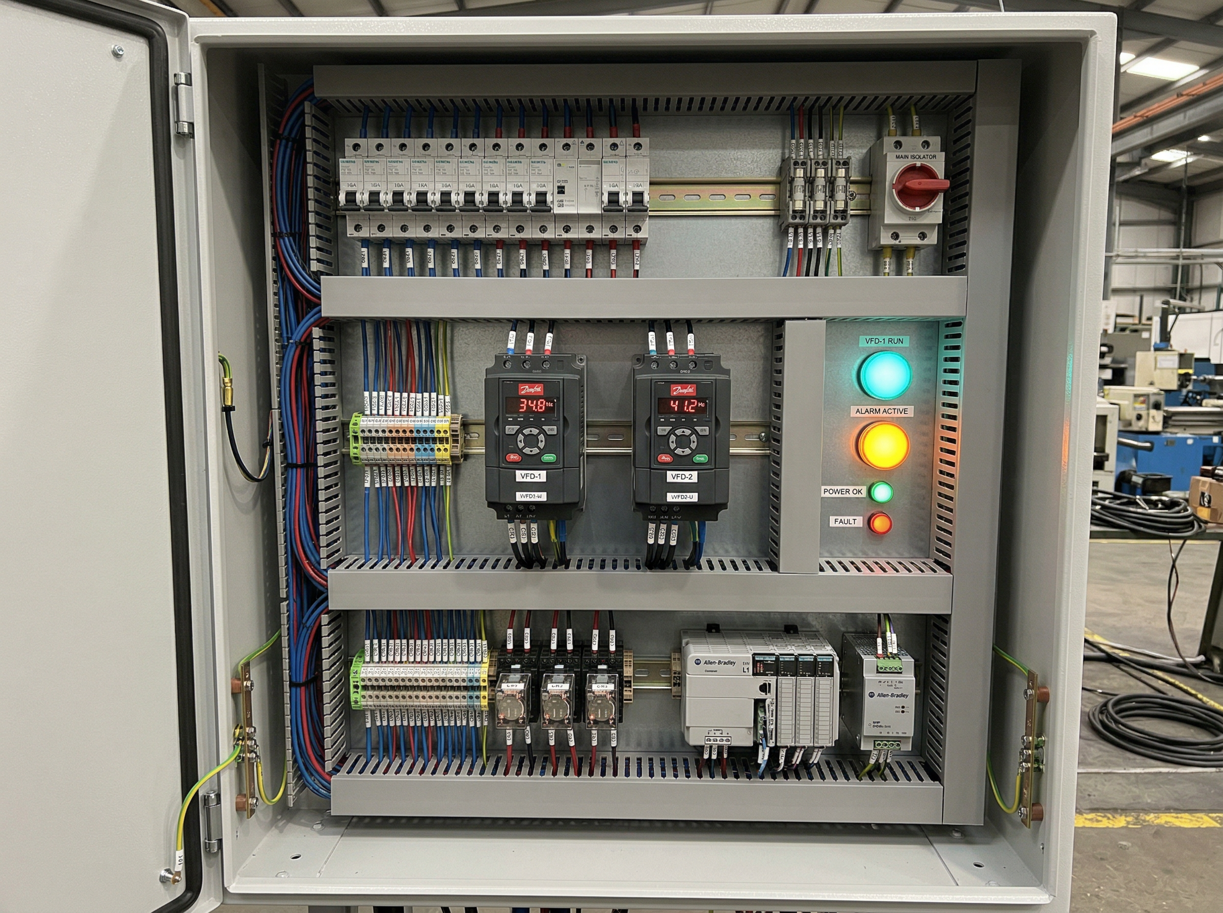 Professionally built industrial electrical control panel
